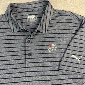 Puma Men’s Honda Classic Striped Polo Shirt Medium Gray/black Golf‎